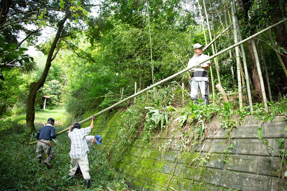 2019年公演の舞台準備：竹切り作業
